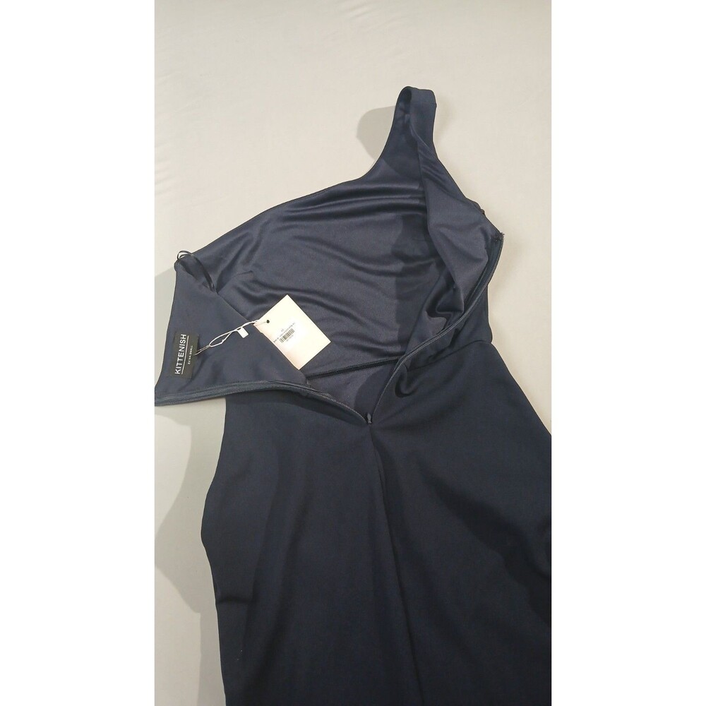 Kittenish One Shoulder Midi Dress Womens XS Navy Blue Cocktail Wedding Guest NWT - Picture 14 of 14